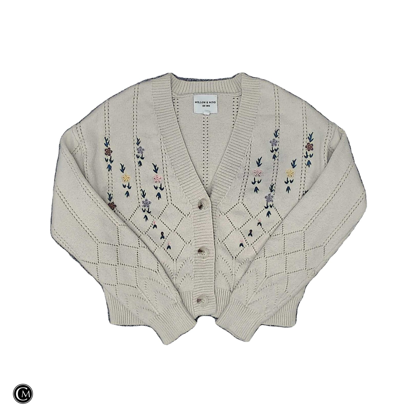 Sweater Cardigan By Clothes Mentor In Floral Print, Size: S image 1