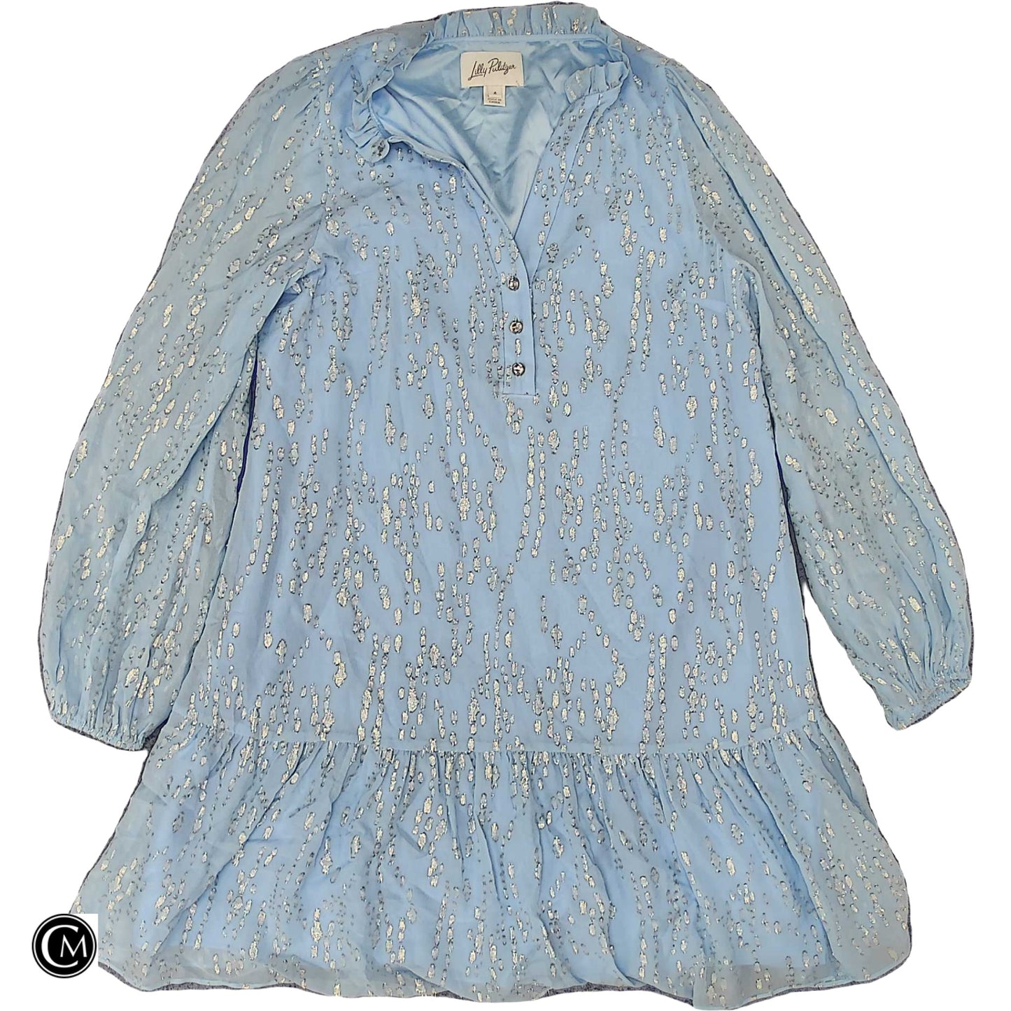 Dress Designer By Lilly Pulitzer In Blue & Gold, Size: S image 1