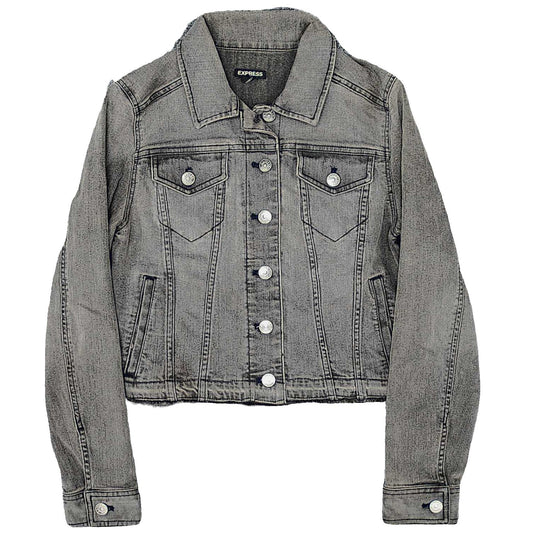 Jacket Denim By Express In Black Denim, Size: S image 1