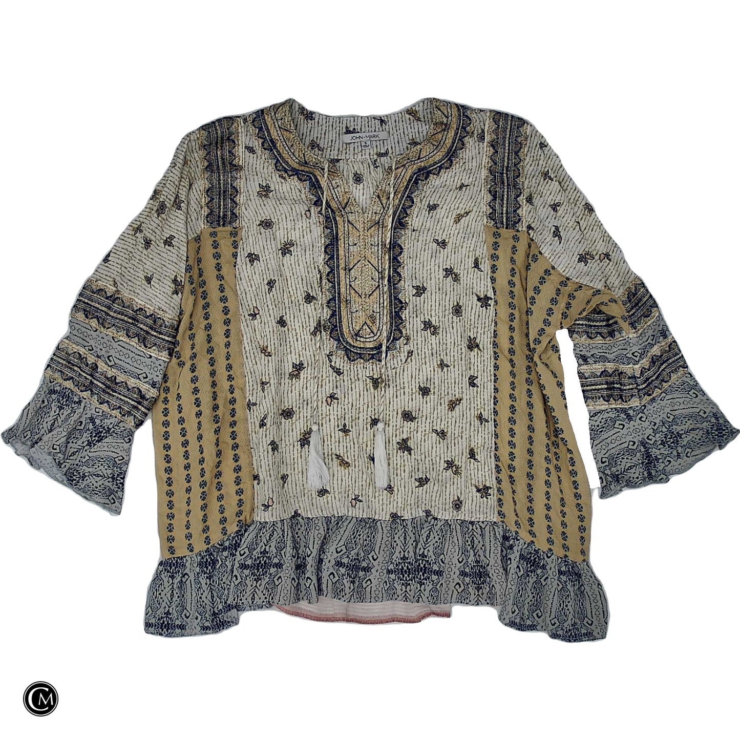 Top Ls By John Mark In Blue & Yellow, Size: S image 1