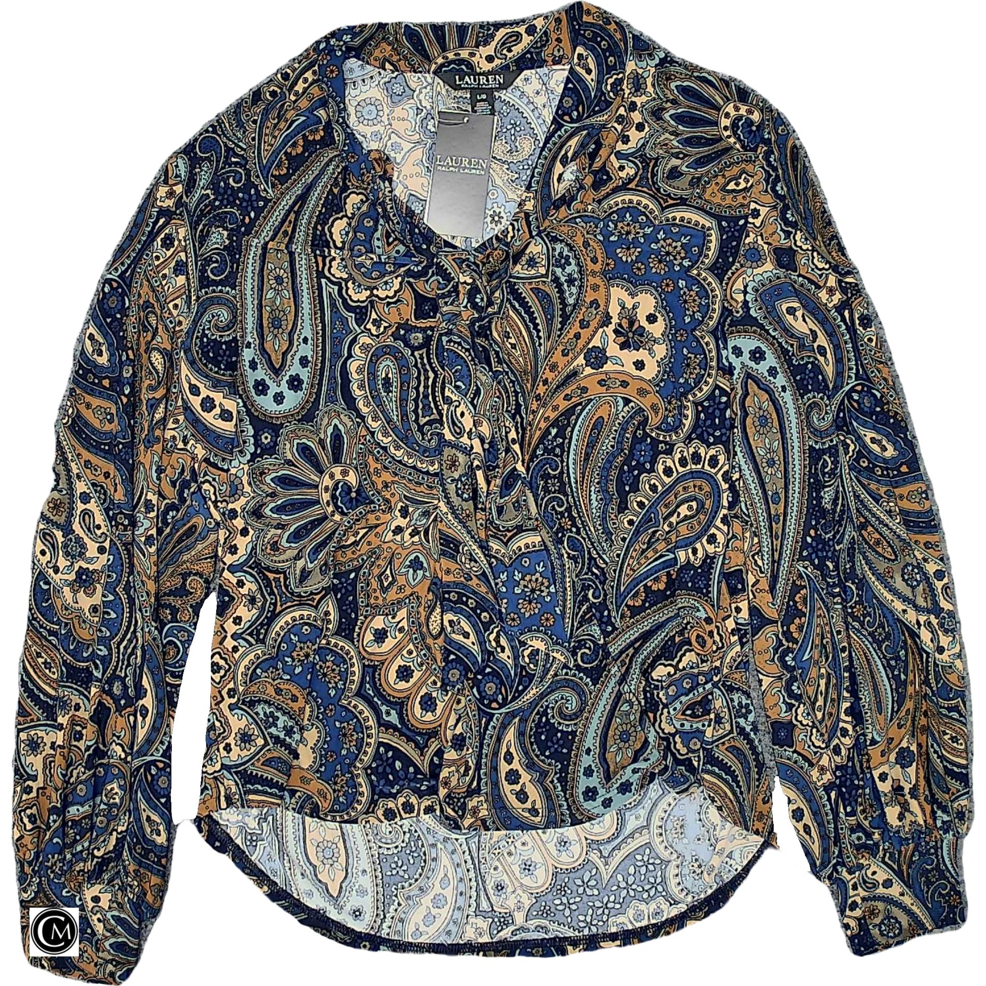 Top Ls By Lauren By Ralph Lauren In Blue & Brown, Size: L image 1