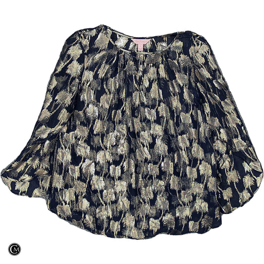 Blouse Designer By Lilly Pulitzer In Blue & Gold, Size: S image 1