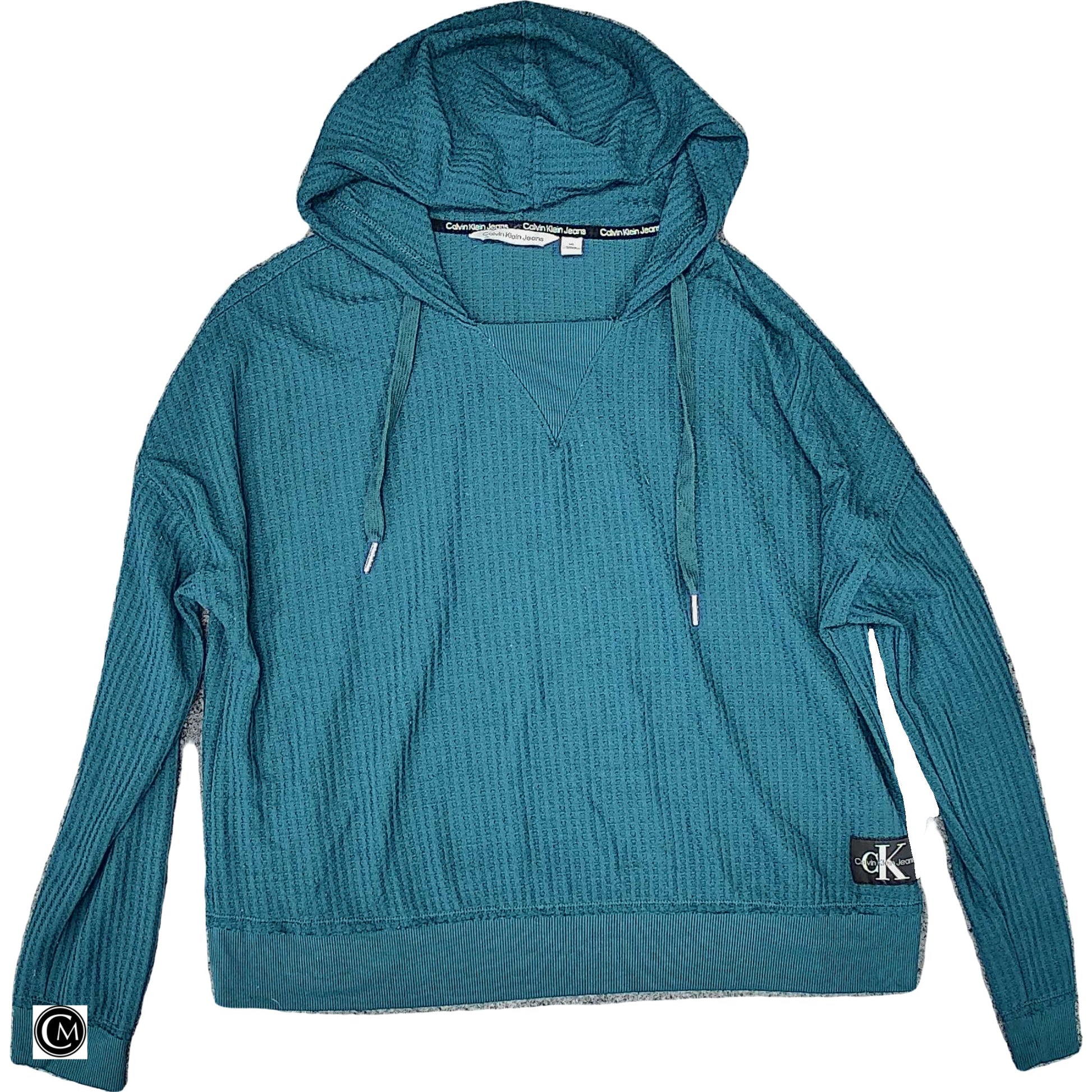 Sweatshirt Hoodie By Calvin Klein In Teal, Size: L image 1