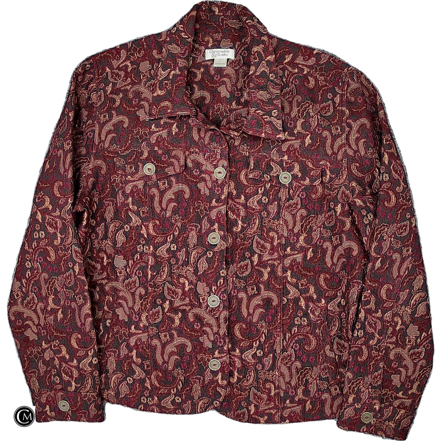 Jacket Shirt By Christopher And Banks In Brown & Purple, Size: L image 1