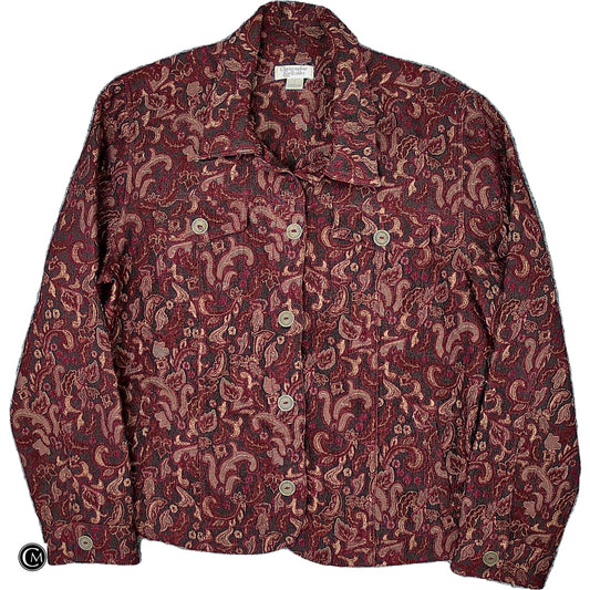Jacket Shirt By Christopher And Banks In Brown & Purple, Size: L image 1
