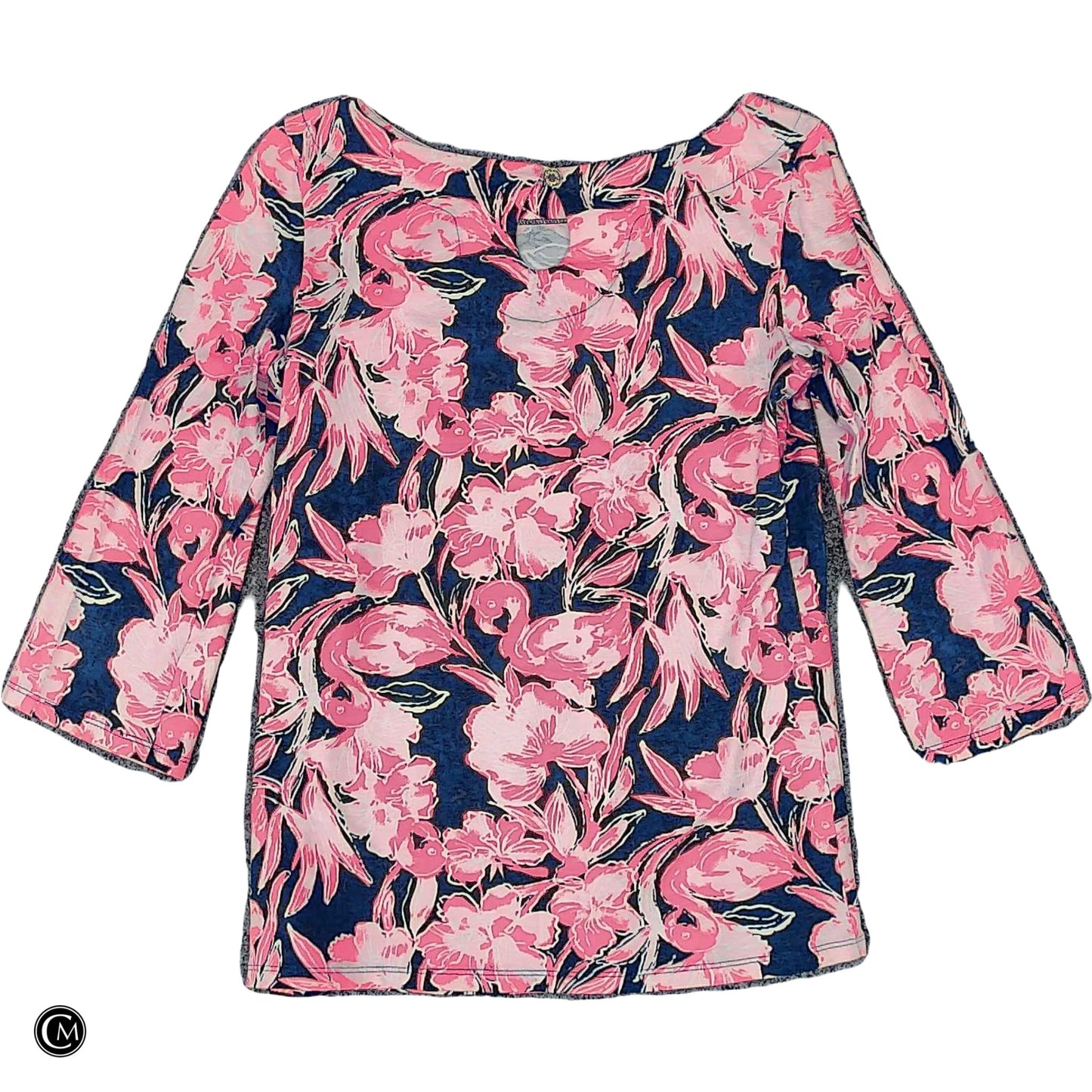 Top 3/4 Sleeve Designer By Lilly Pulitzer In Blue & Pink, Size: Xs image 2
