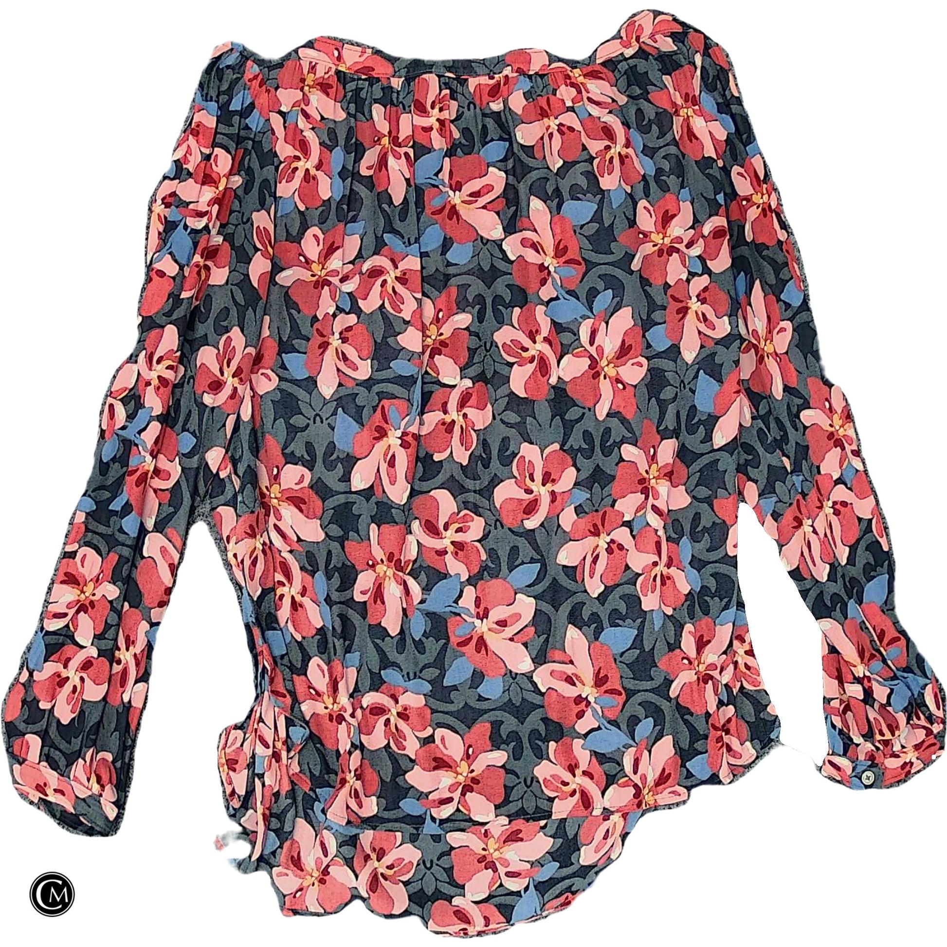 Blouse Ls By Loft In Grey & Pink, Size: Mp image 2