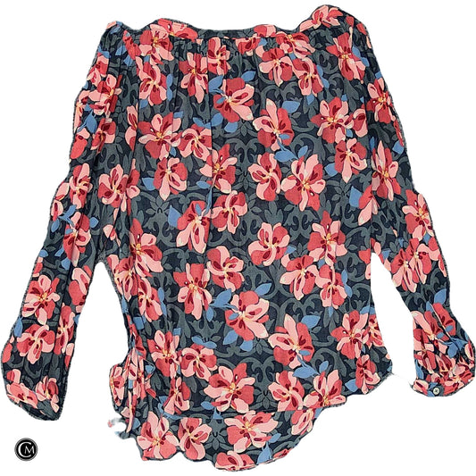 Blouse Ls By Loft In Grey & Pink, Size: Mp image 2