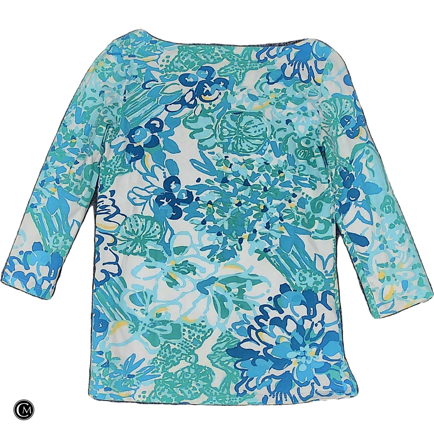 Top 3/4 Sleeve Designer By Lilly Pulitzer In Blue & White, Size: Xs image 2