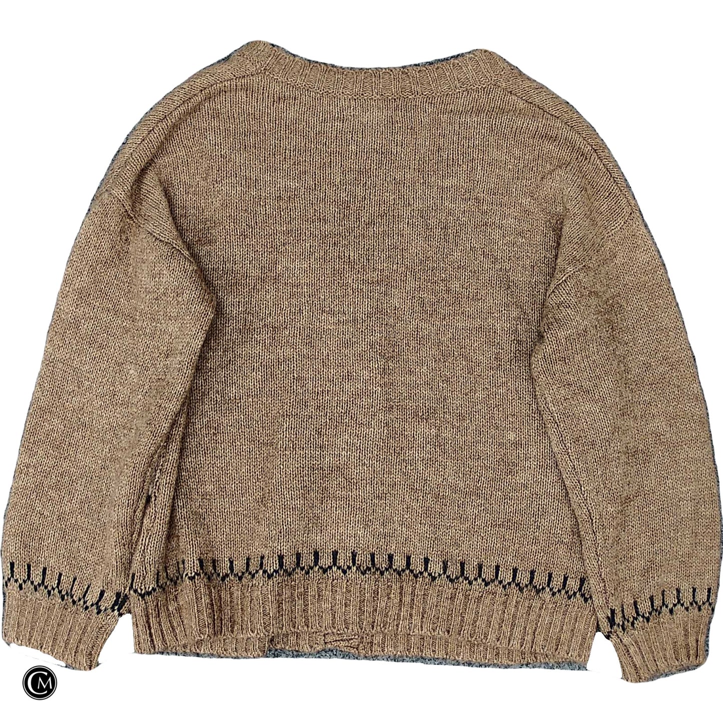 Sweater Cardigan By Old Navy In Brown & White, Size: M image 2