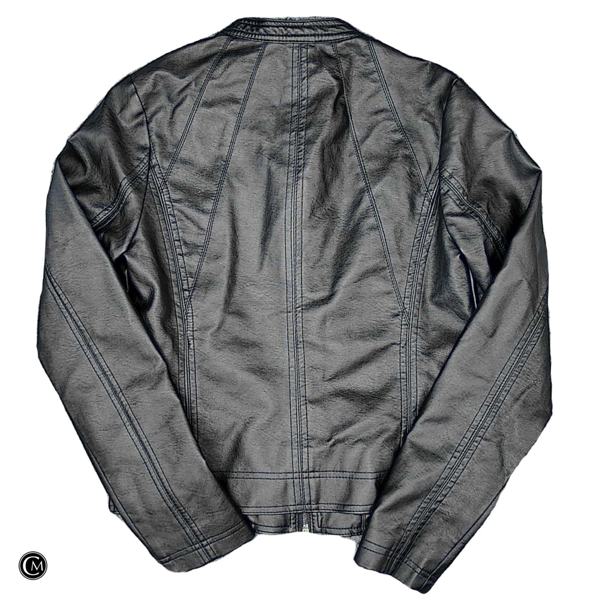 Jacket Moto By Clothes Mentor In Black, Size: M image 2