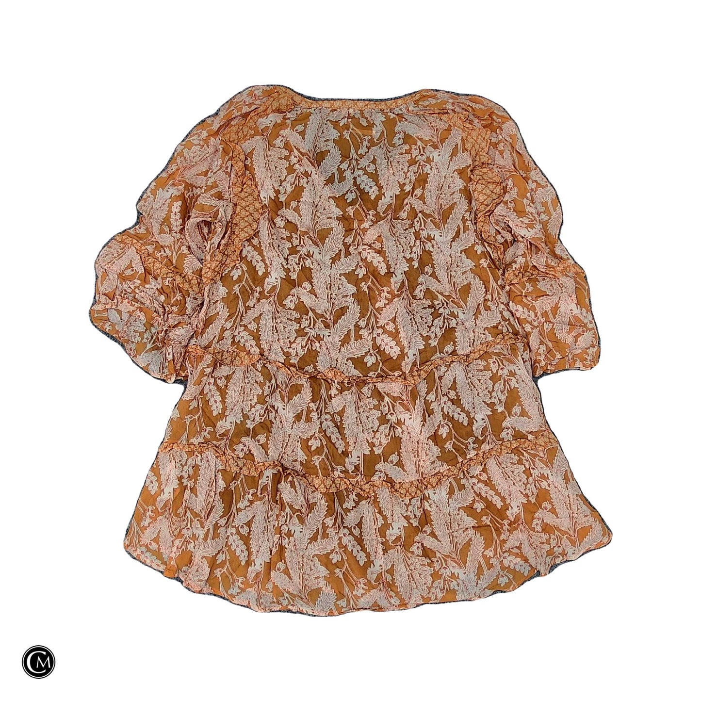 Top 3/4 Sleeve By Anthropologie In Orange & White, Size: M image 2