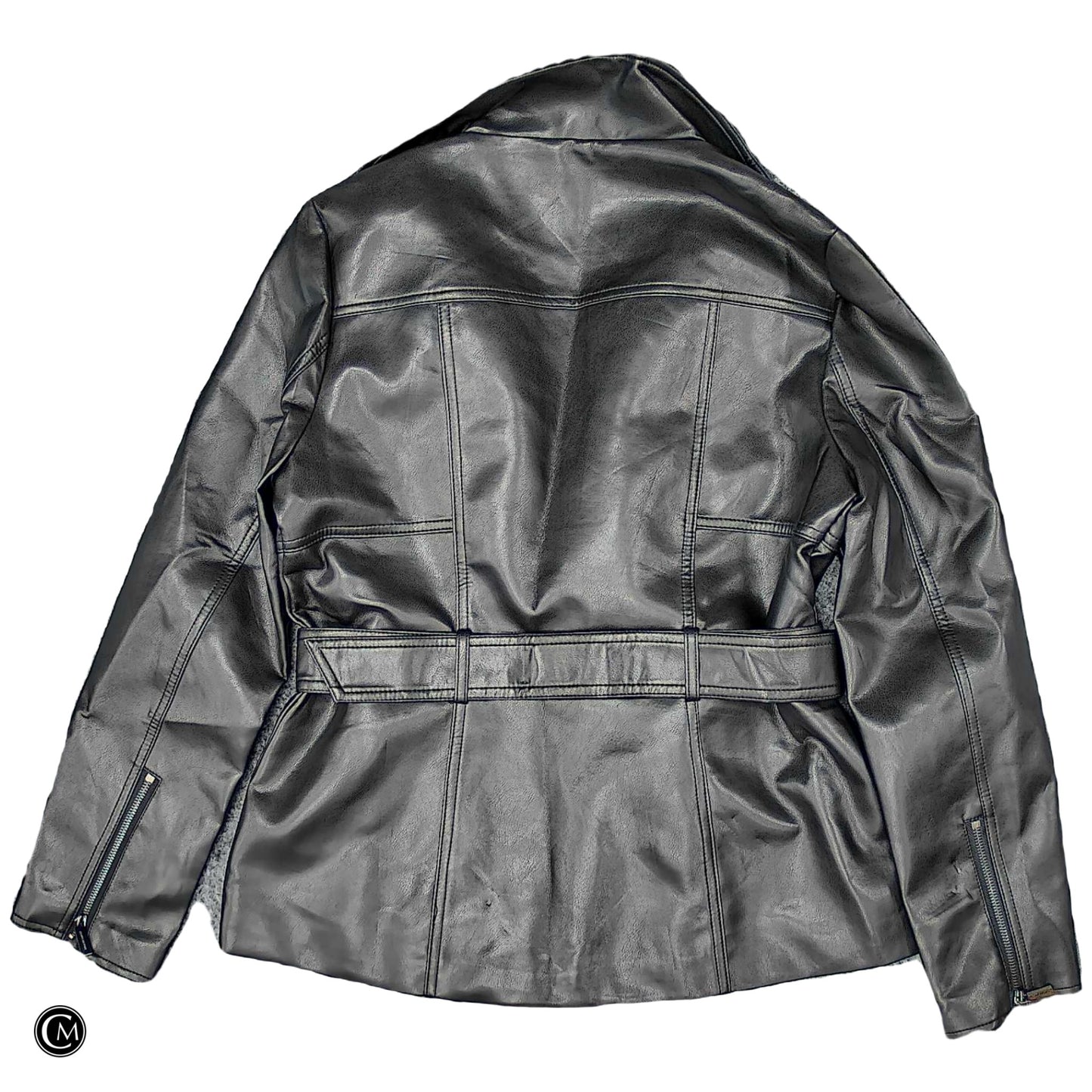 Jacket Moto By Kenneth Cole In Black & Silver, Size: M image 2