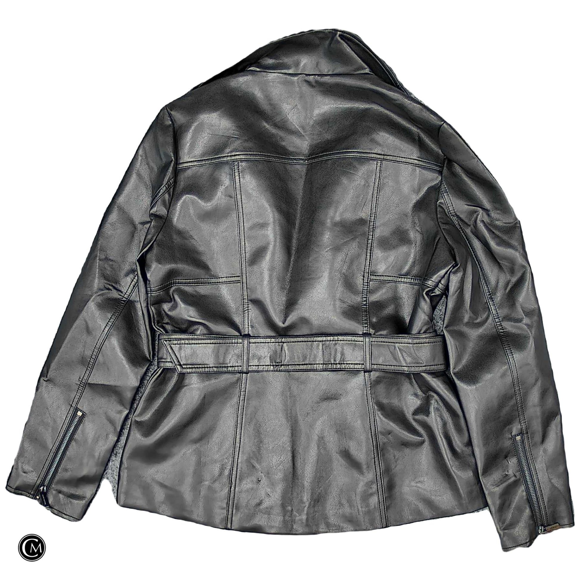Jacket Moto By Kenneth Cole In Black & Silver, Size: M image 2